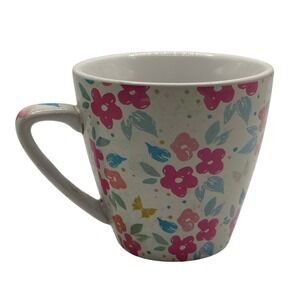 Rocket Farms Floral Tea Cup‎ Rose Butterfly Ceramic Mini Mug 2.67 oz White Pink